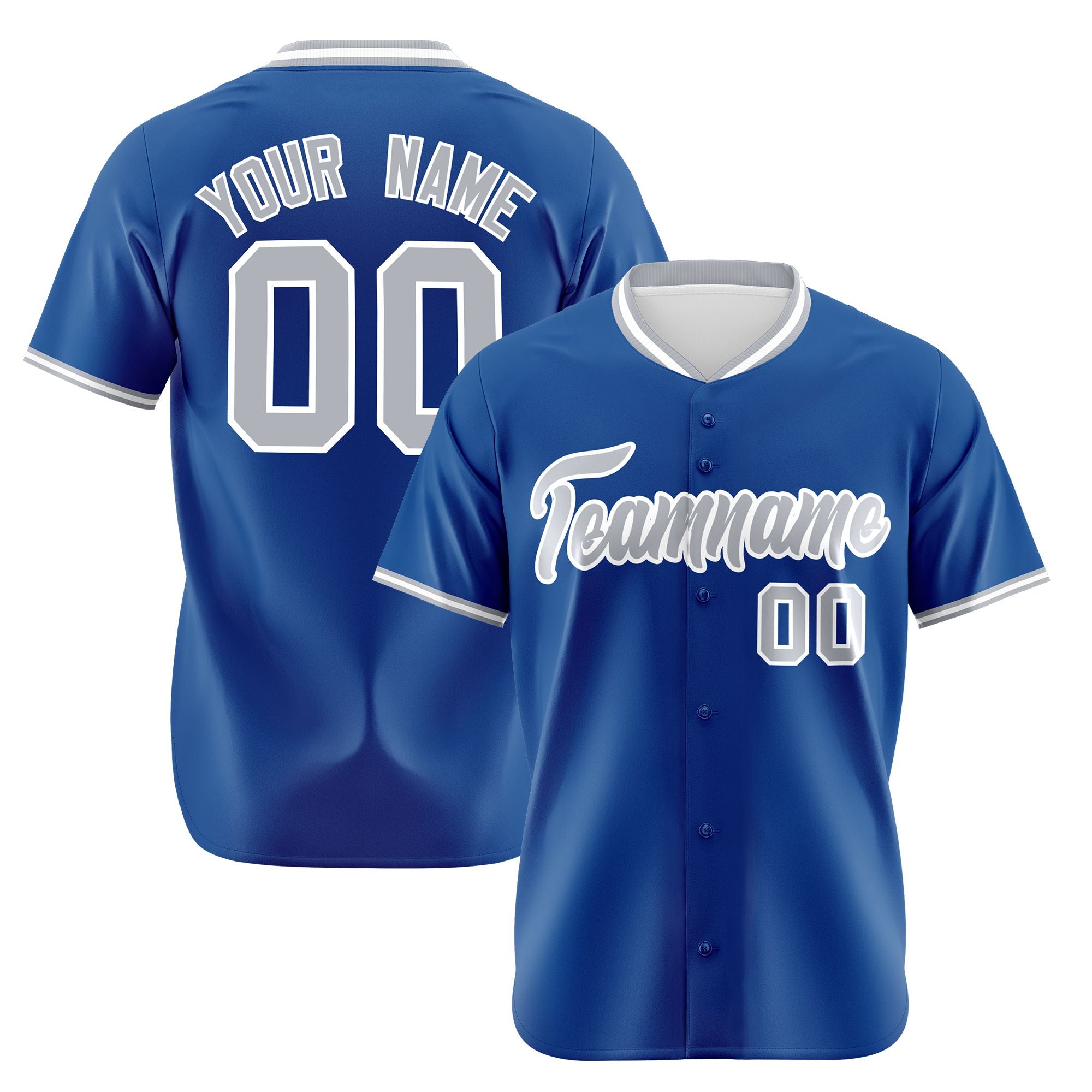 Custom Royal Blue Gray White Authentic Baseball Jersey