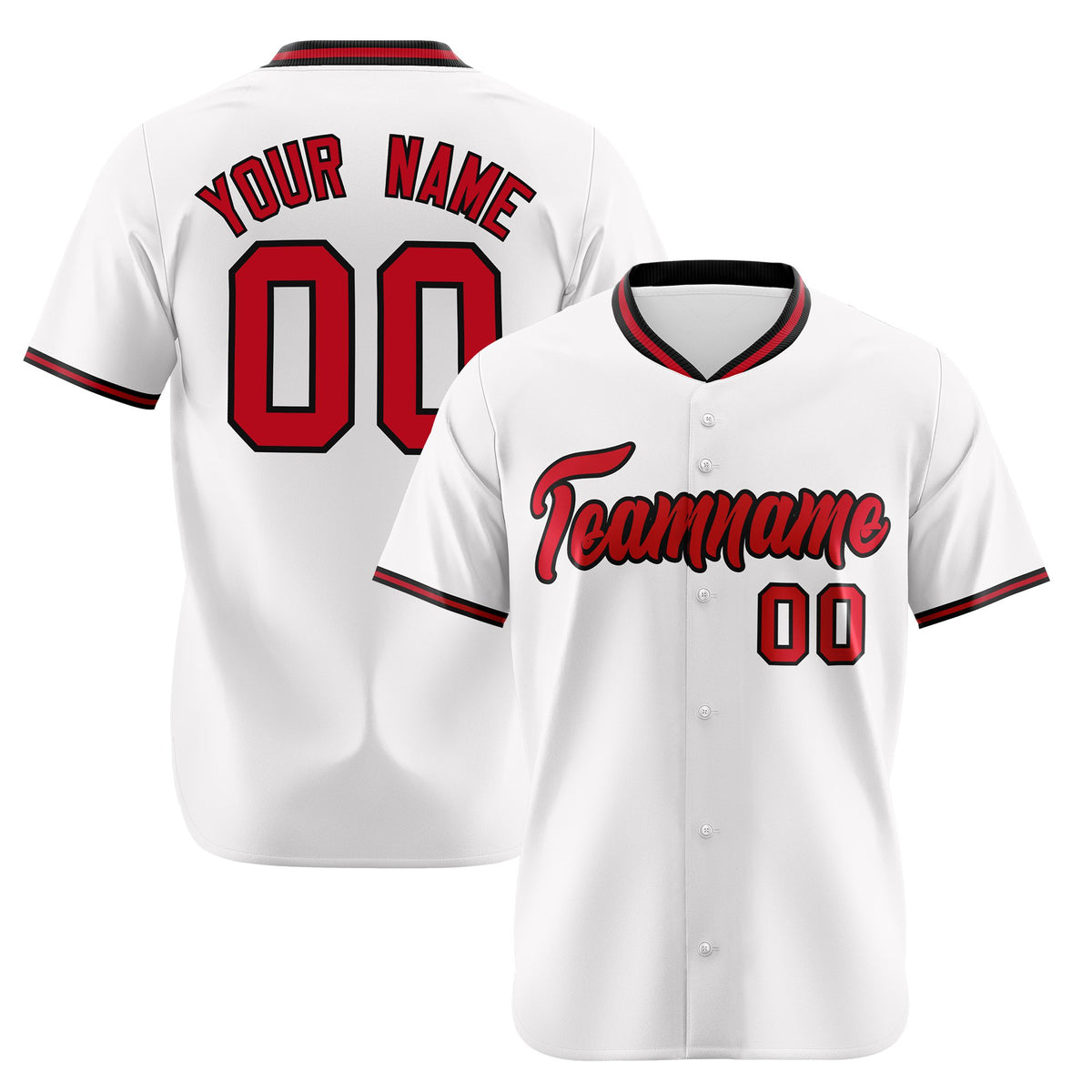 Custom White Black Red Authentic Baseball Jersey