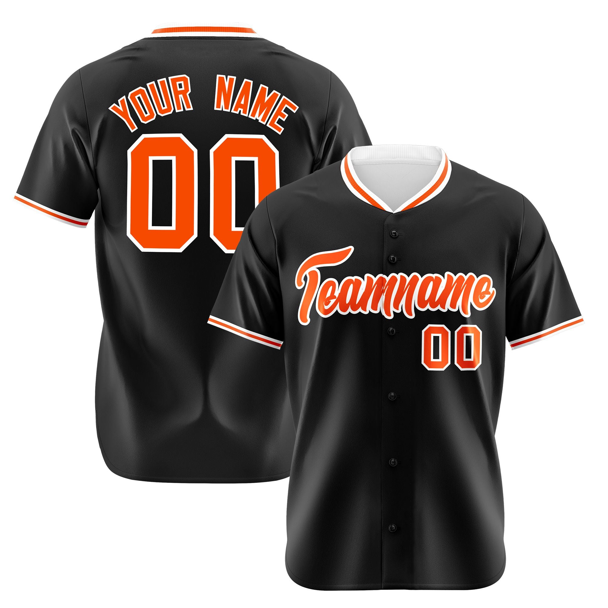 Custom Black Orange White Authentic Baseball Jersey