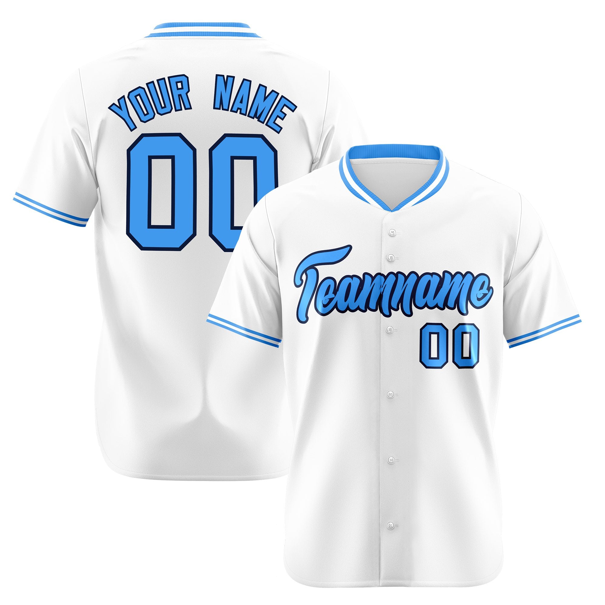 Custom White Light Blue Authentic Baseball Jersey