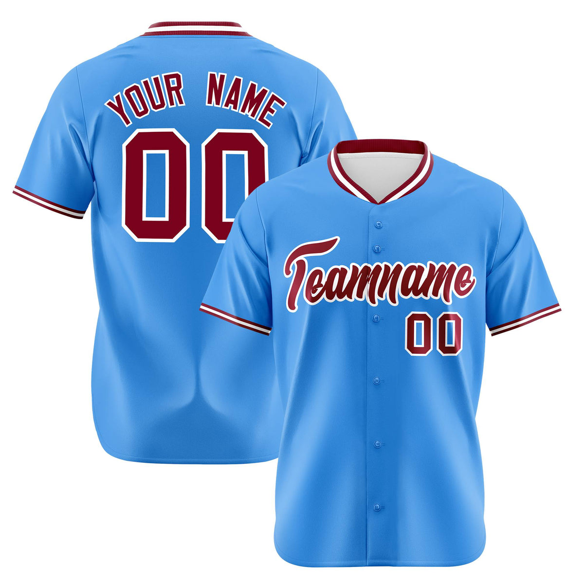 Custom Powder Blue Crimson White Authentic Baseball Jersey