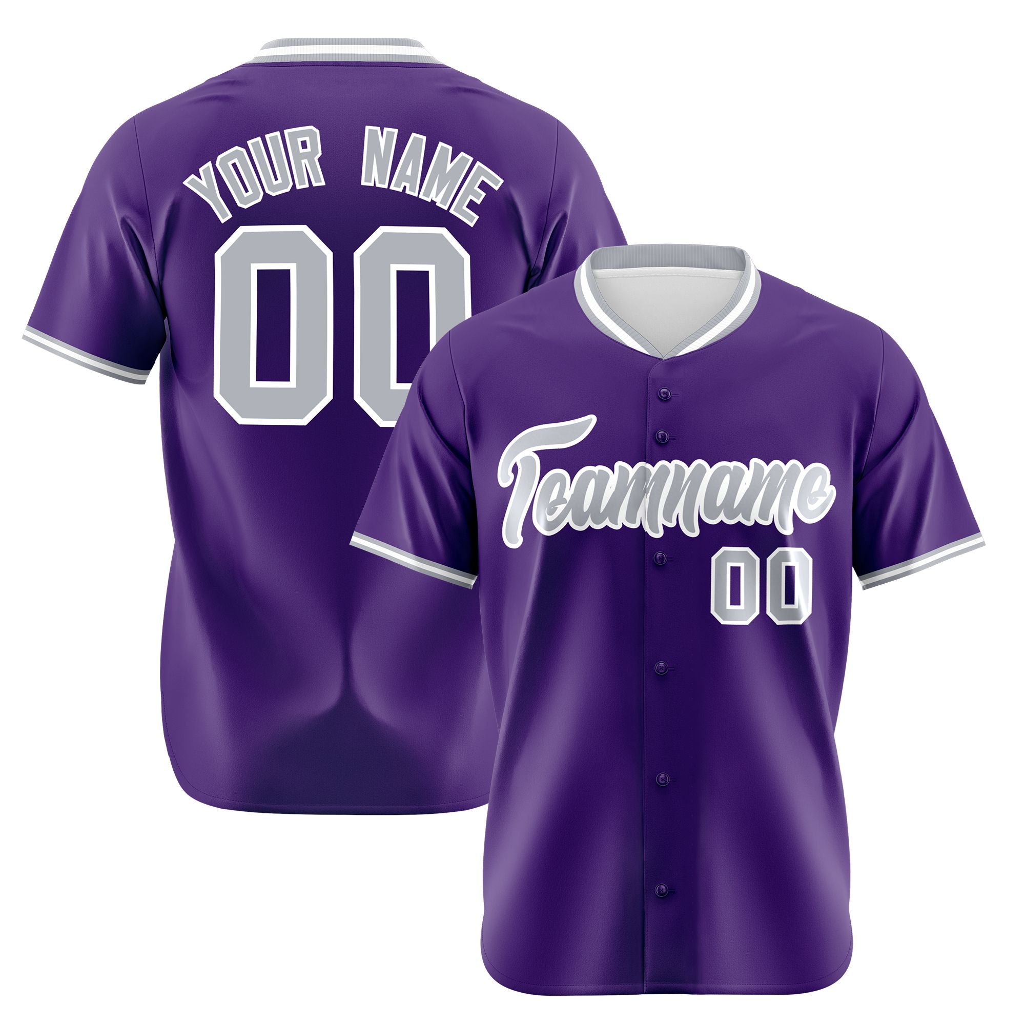 Custom Purple Gray White Authentic Baseball Jersey