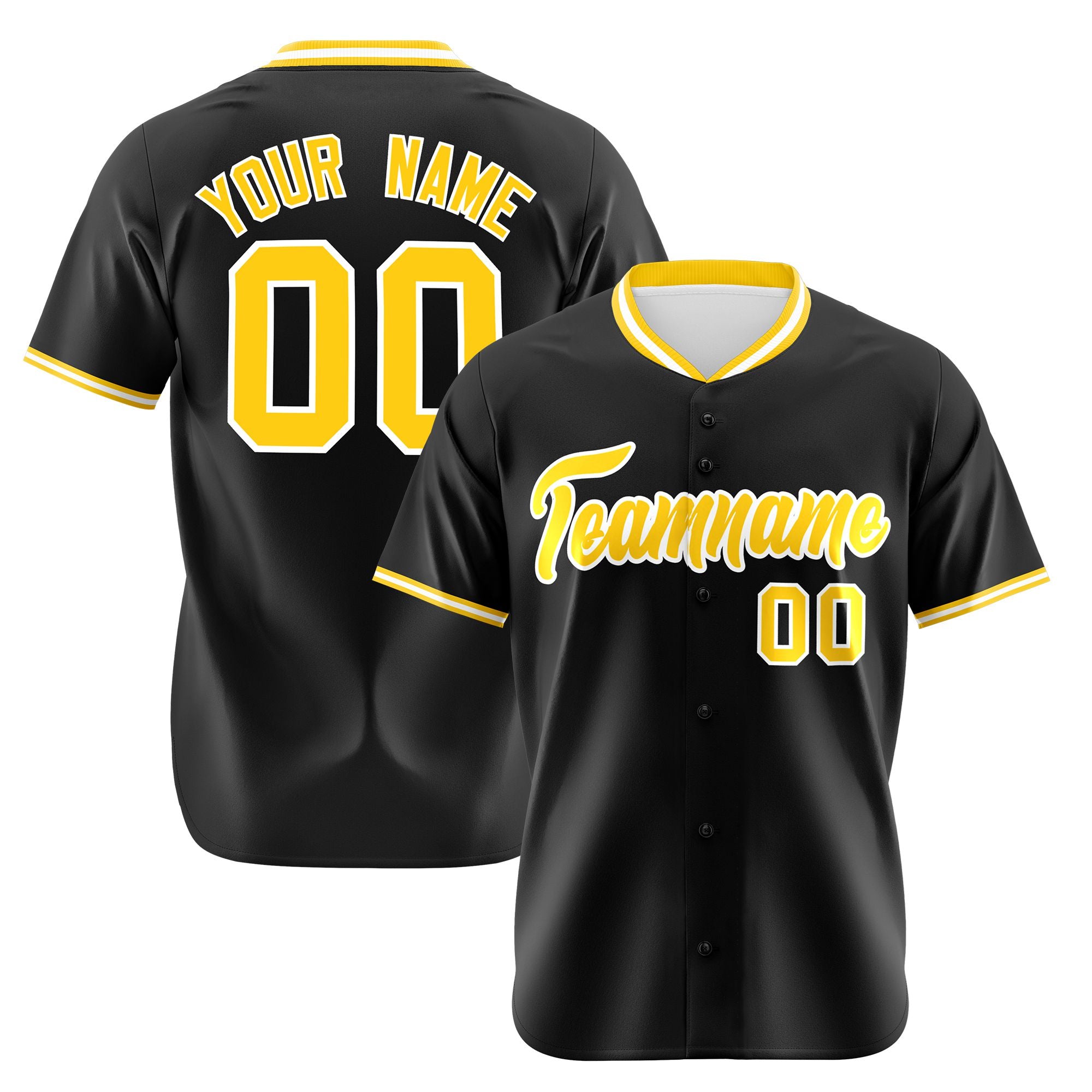 Custom Black Gold White Authentic Baseball Jersey