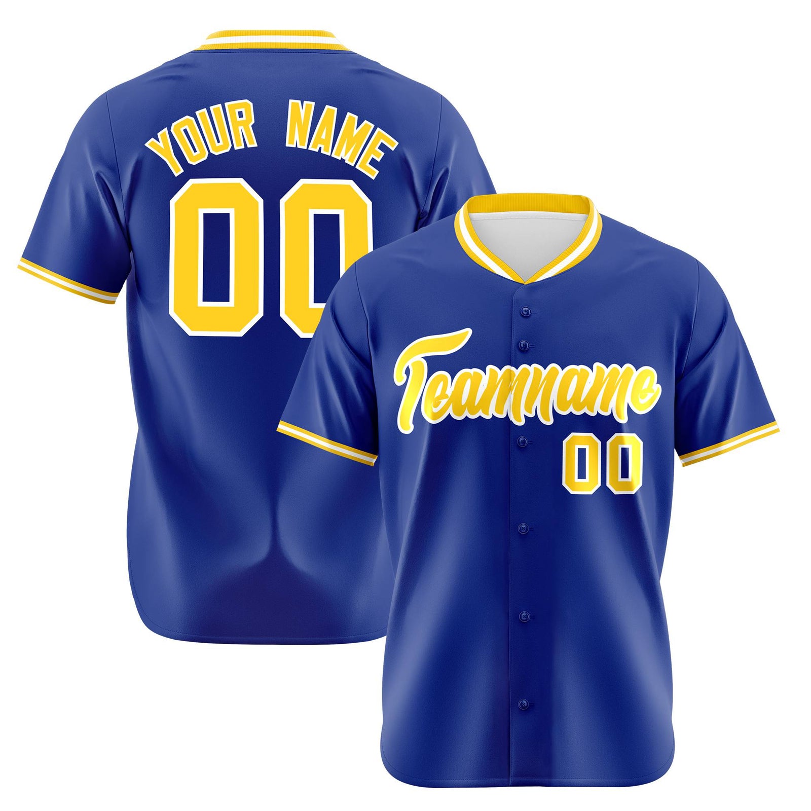 Custom Royal Blue Gold White Authentic Baseball Jersey