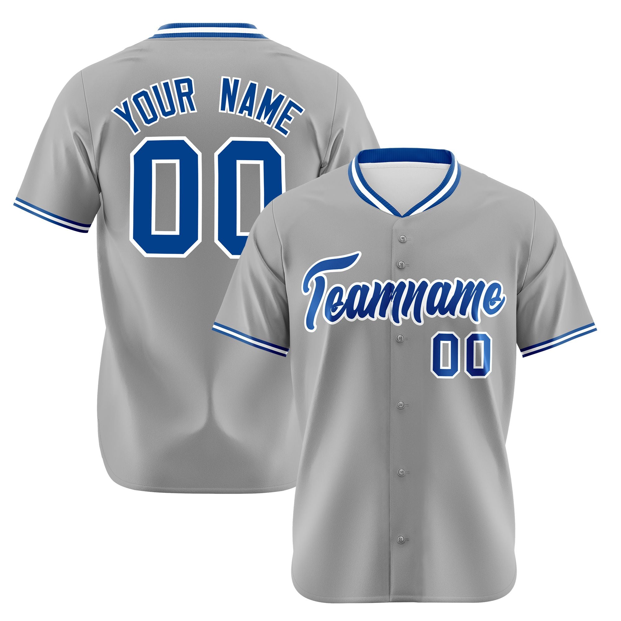 Custom Gray Royal Blue White Authentic Baseball Jersey