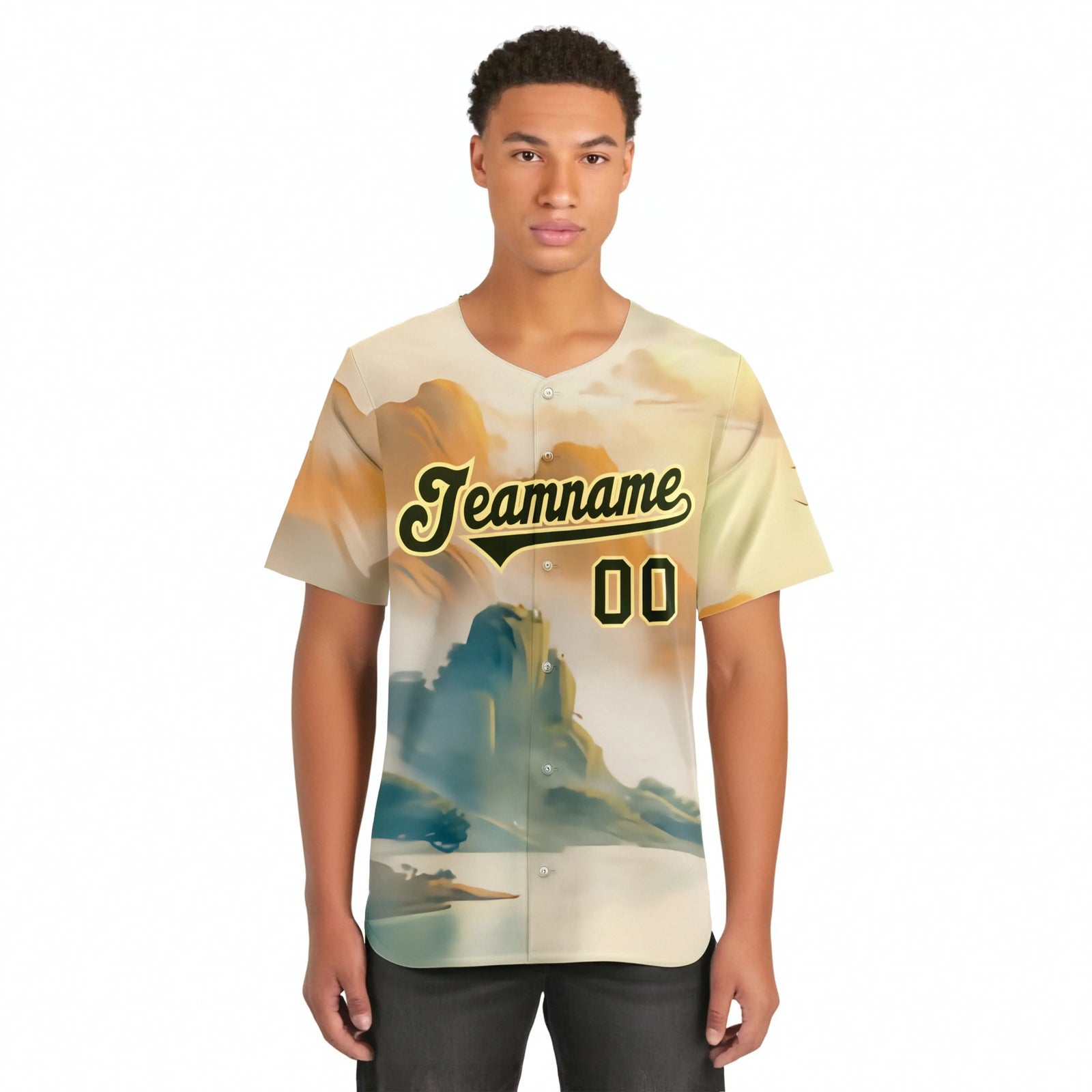 Custom White Brown Orange Authentic Printed Fashion Baseball Jersey