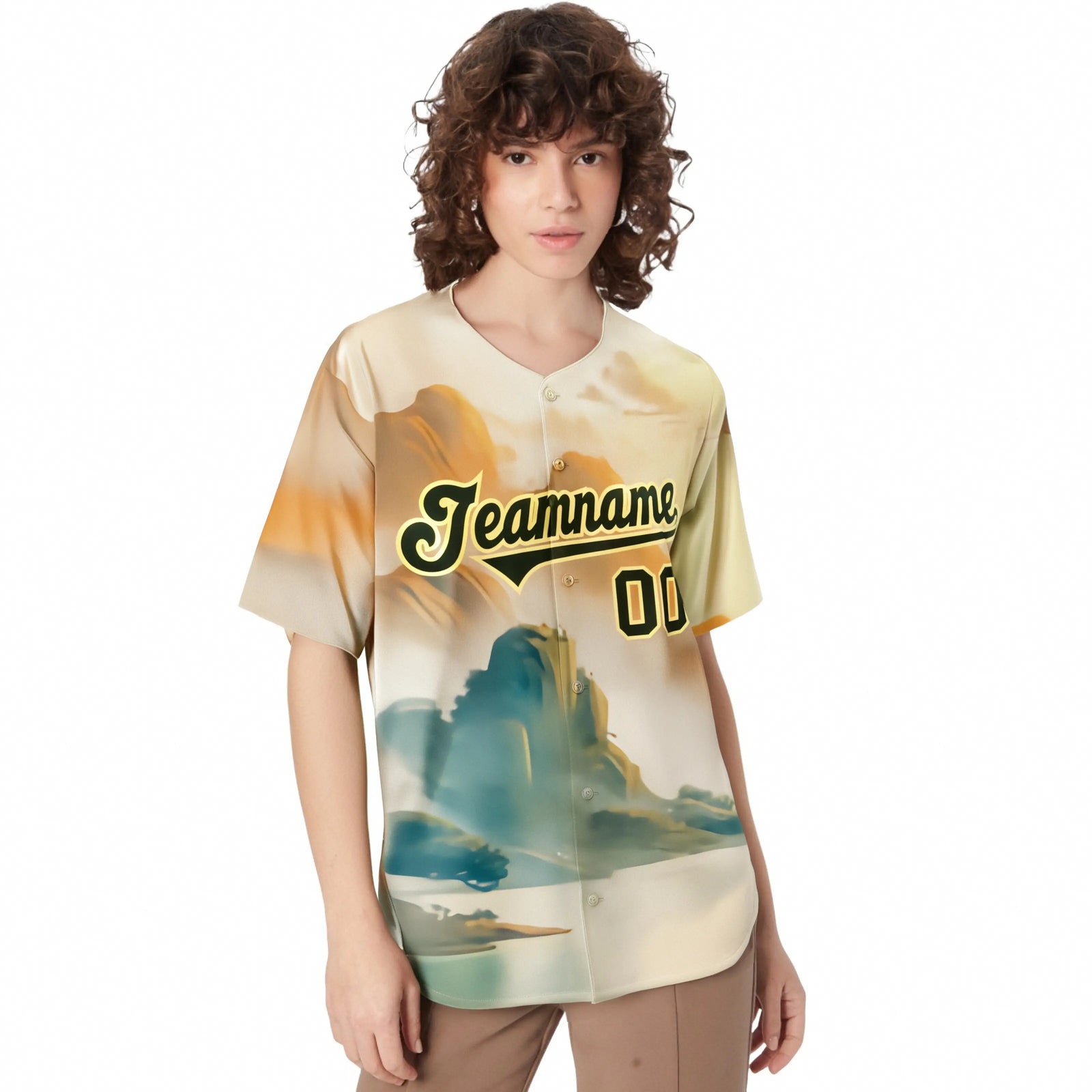 Custom White Brown Orange Authentic Printed Fashion Baseball Jersey