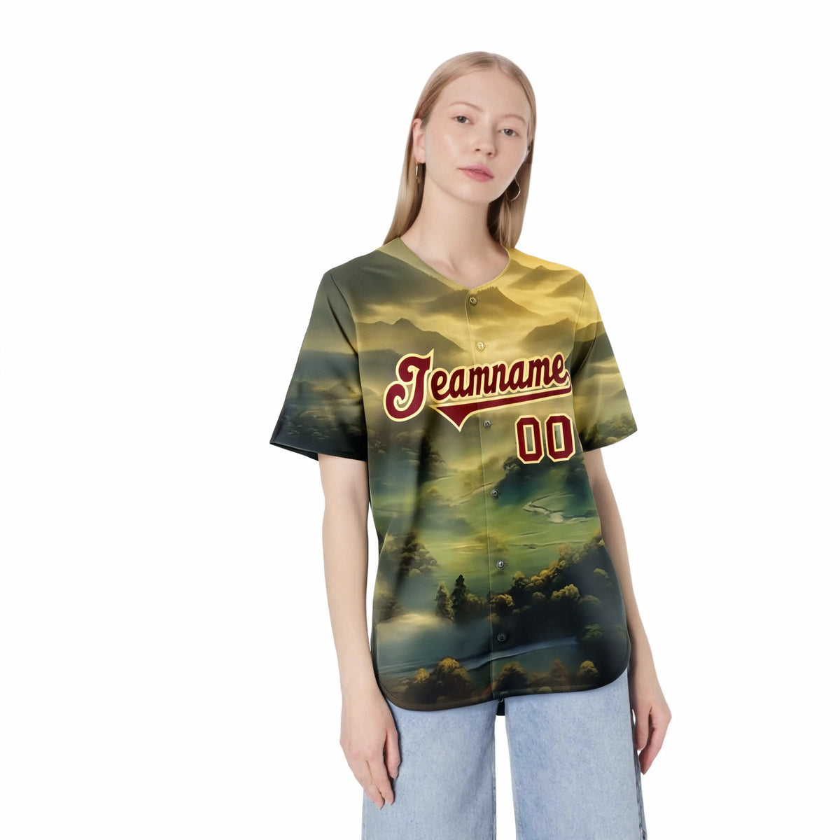 Custom White Burgundy Gold Authentic Printed Fashion Baseball Jersey