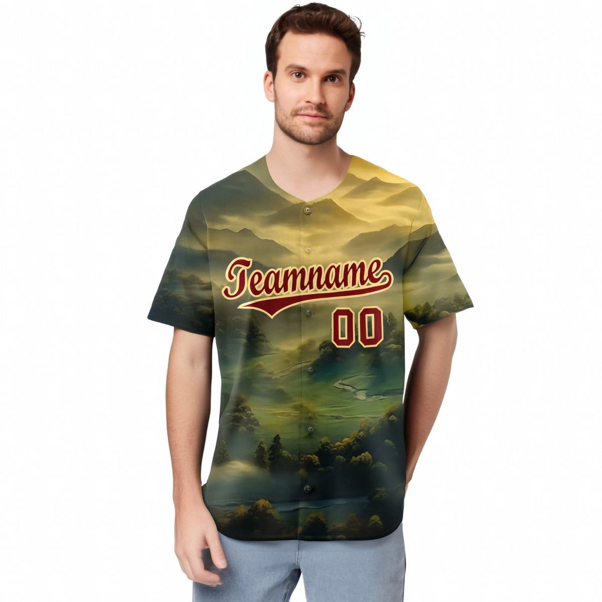 Custom White Burgundy Gold Authentic Printed Fashion Baseball Jersey