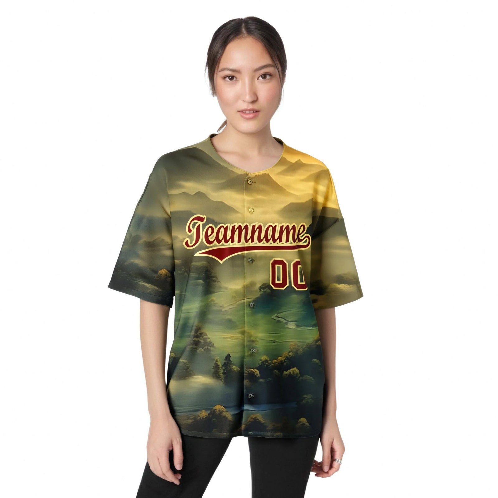 Custom White Burgundy Gold Authentic Printed Fashion Baseball Jersey