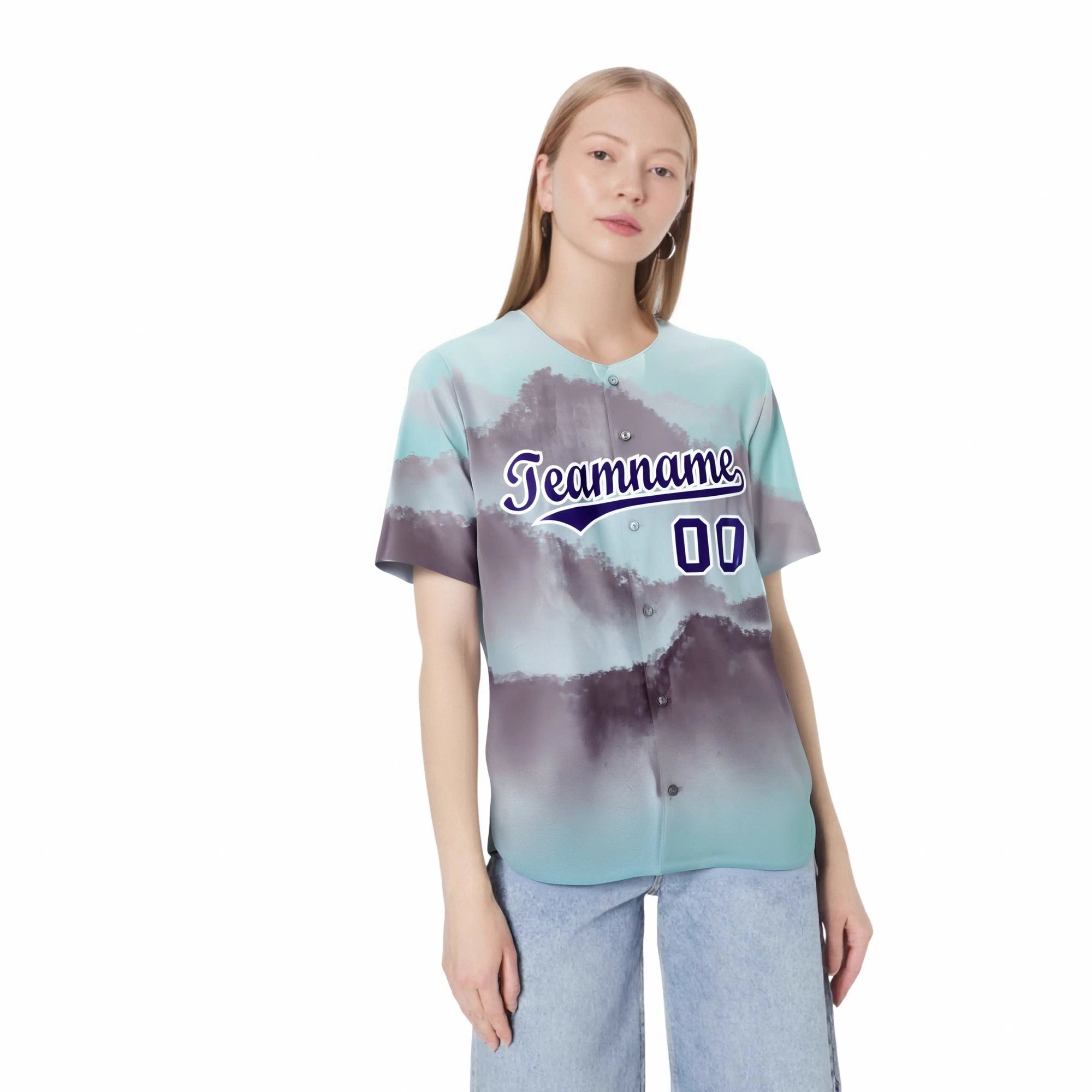 Custom White Purple Gray Authentic Printed Fashion Baseball Jersey