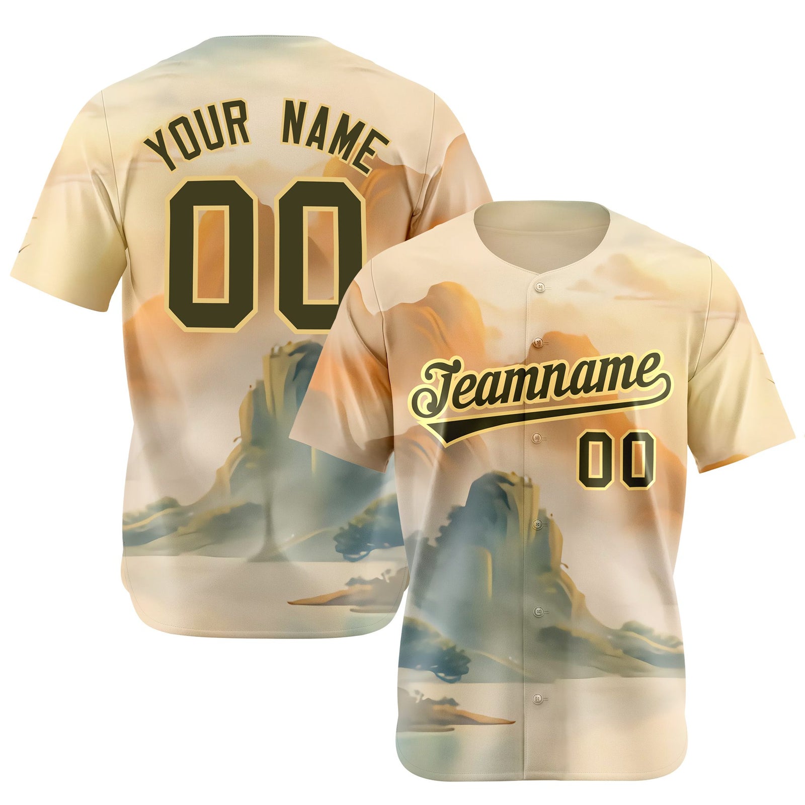 Custom White Brown Orange Authentic Printed Fashion Baseball Jersey