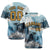 Custom White Brown Light Blue Authentic Printed Fashion Baseball Jersey