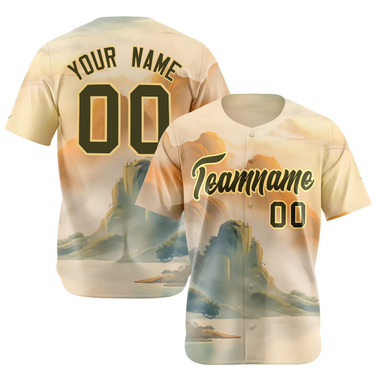 Custom White Brown Orange Authentic Printed Fashion Baseball Jersey