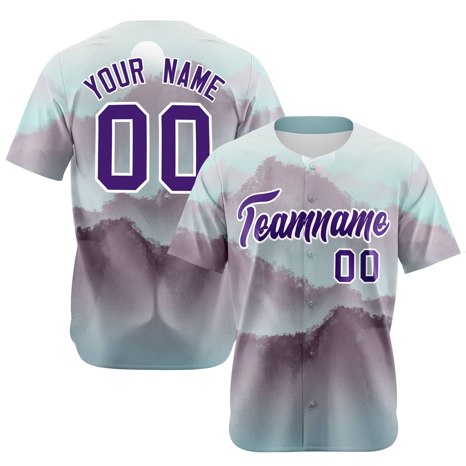 Custom White Purple Gray Authentic Printed Fashion Baseball Jersey