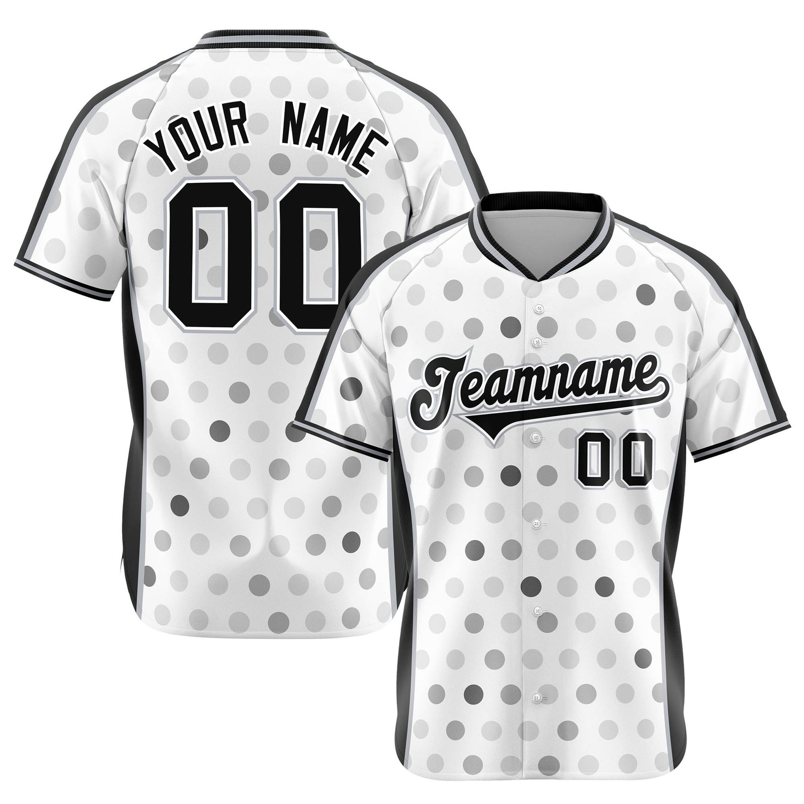 Custom White Black Gray Authentic Polka Dot Fashion Baseball Jersey