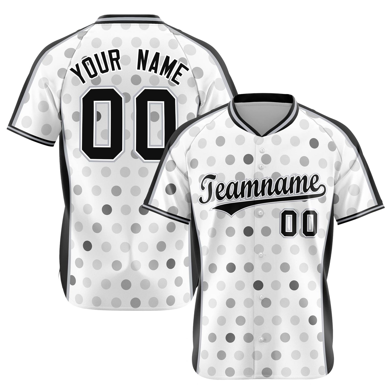 Custom White Black Gray Authentic Polka Dot Fashion Baseball Jersey
