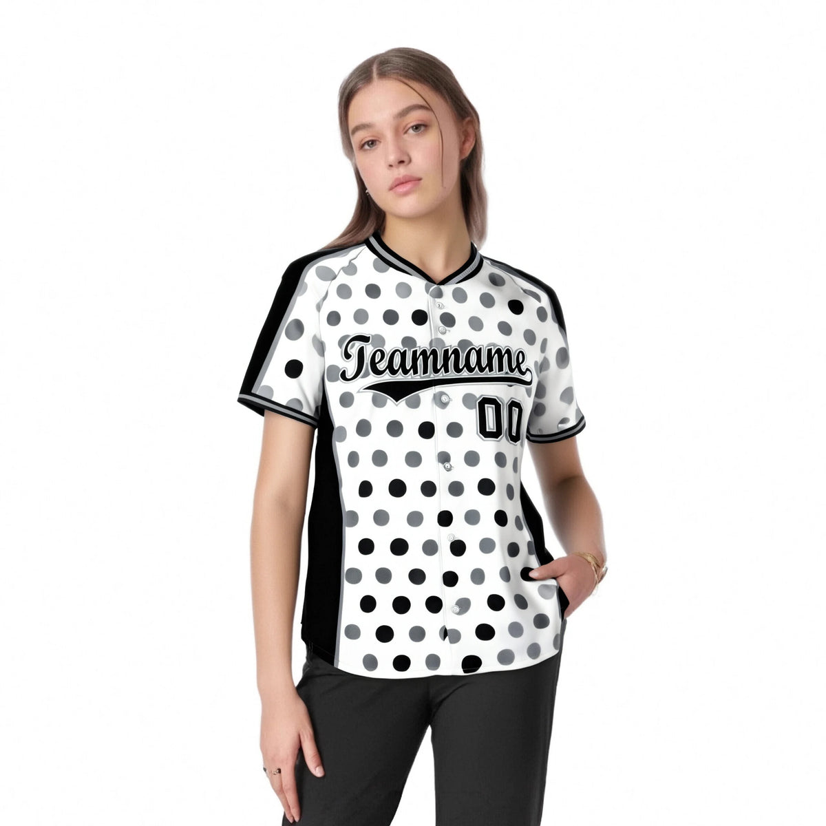 Custom White Black Gray Authentic Polka Dot Fashion Baseball Jersey