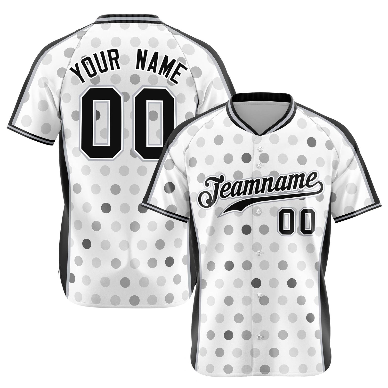 Custom White Black Gray Authentic Polka Dot Fashion Baseball Jersey
