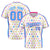 Custom White Powder Blue Pink Gold Authentic Polka Dot Fashion Baseball Jersey