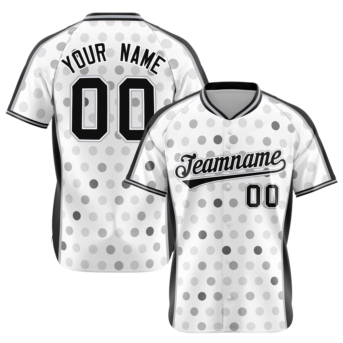 Custom White Black Gray Authentic Polka Dot Fashion Baseball Jersey