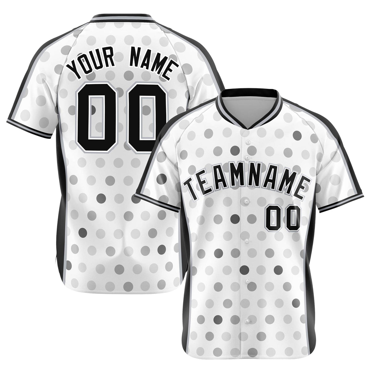 Custom White Black Gray Authentic Polka Dot Fashion Baseball Jersey