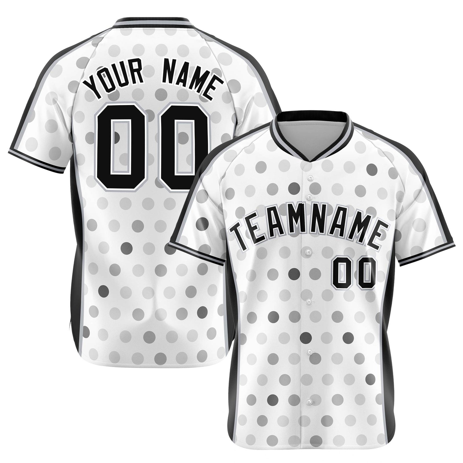 Custom White Black Gray Authentic Polka Dot Fashion Baseball Jersey