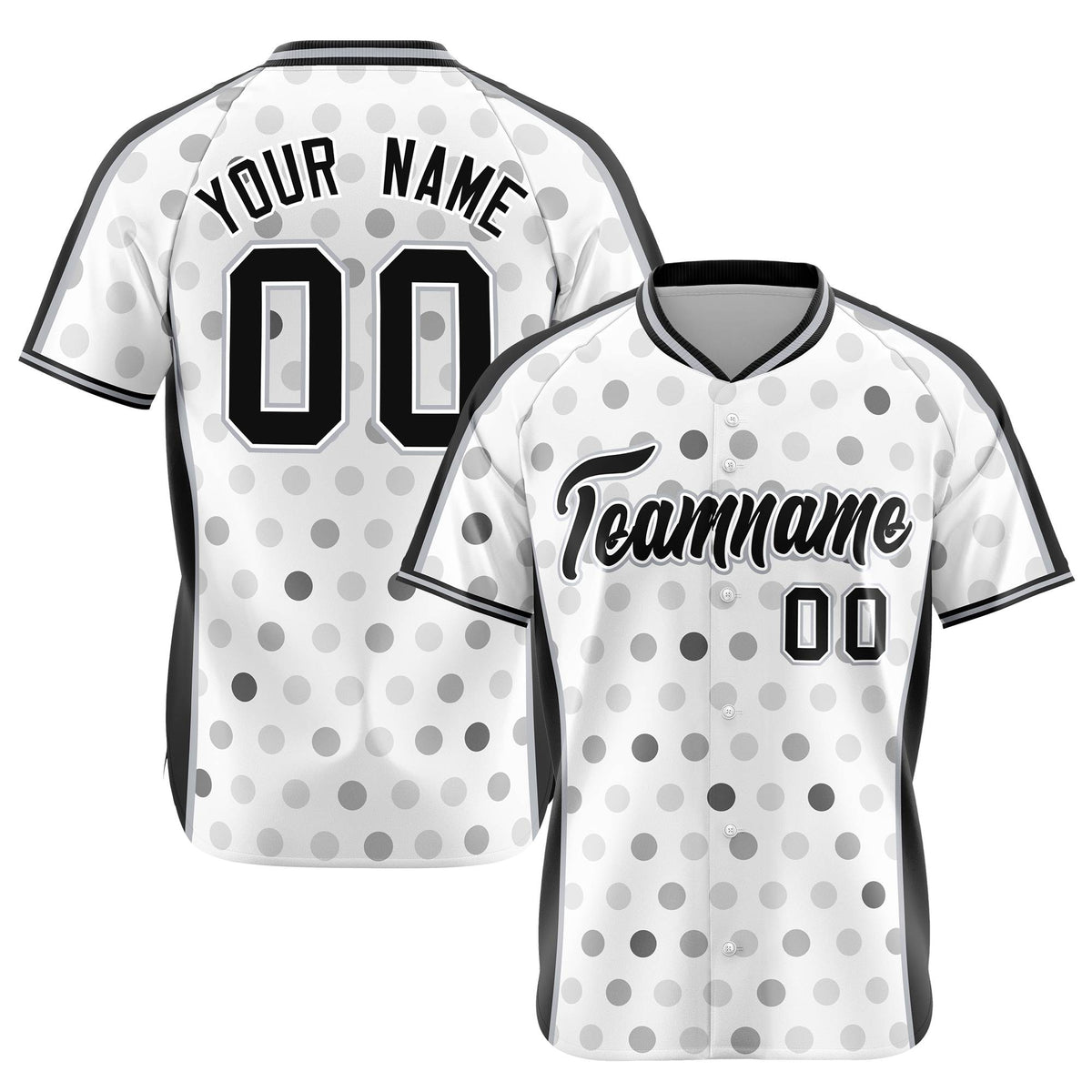 Custom White Black Gray Authentic Polka Dot Fashion Baseball Jersey