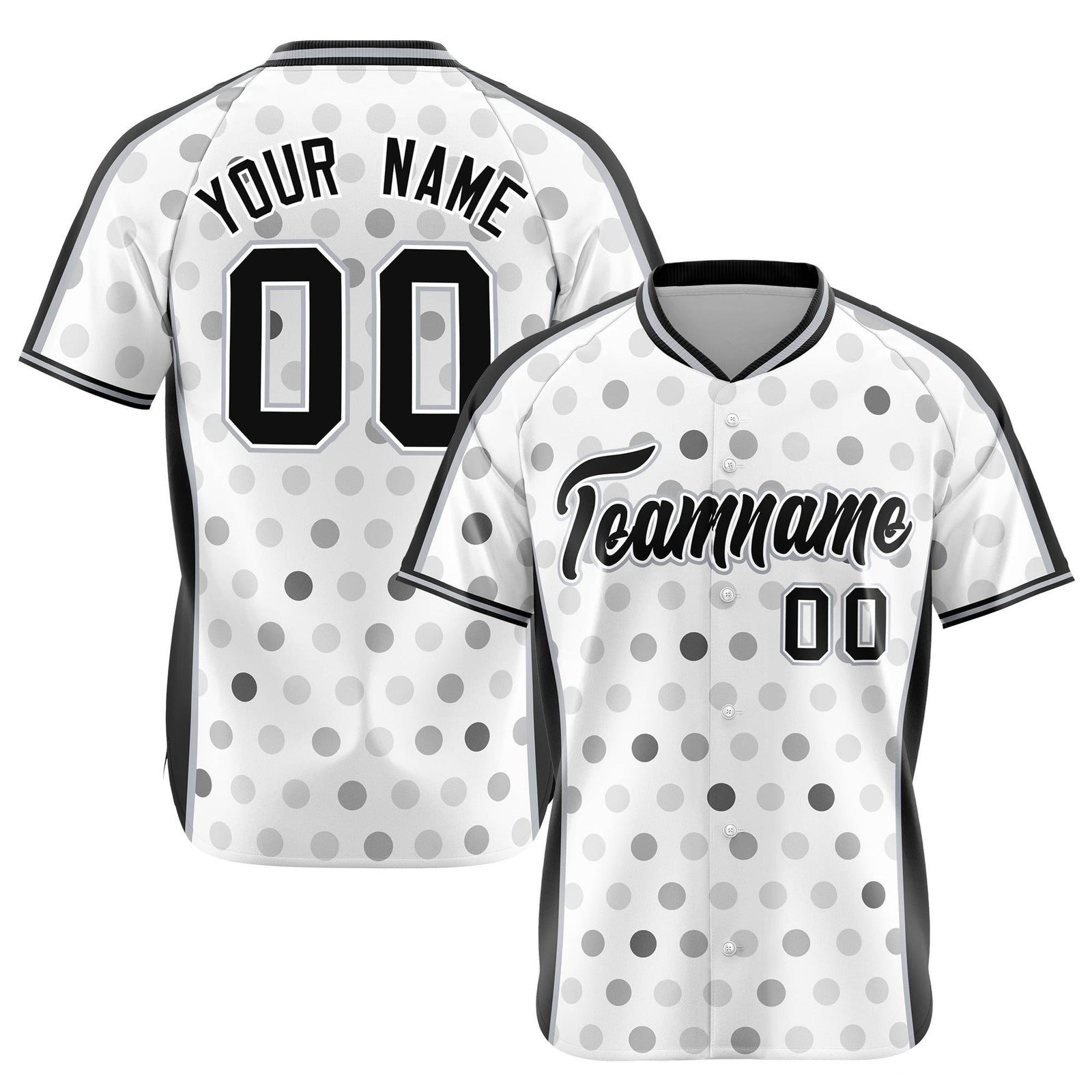Custom White Black Gray Authentic Polka Dot Fashion Baseball Jersey