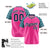 Custom Pink Navy-Bright Green Authentic Plaid Sleeve Baseball Jersey