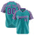 Custom Aqua Purple-Gray Authentic Plaid Sleeve Baseball Jersey