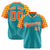 Custom Aqua Orange-Gold Authentic Plaid Sleeve Baseball Jersey