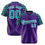 Custom Purple Aqua-Black Authentic Plaid Sleeve Baseball Jersey