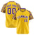 Custom Gold Purple Authentic Plaid Sleeve Baseball Jersey