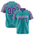 Custom Aqua Purple-Gray Authentic Plaid Sleeve Baseball Jersey