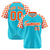 Custom Sky Blue Orange-White Authentic Plaid Sleeve Baseball Jersey