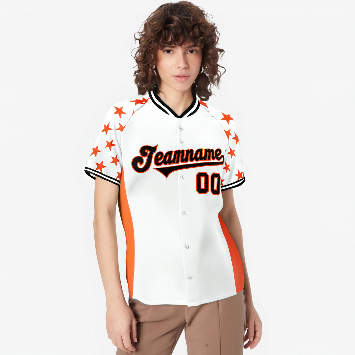 Custom White Orange Gradient Side Personalized Star Pattern Authentic Baseball Jersey