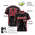 Custom Black Red Gradient Side Personalized Star Pattern Authentic Baseball Jersey