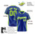 Custom Royal Blue Neon Green Gradient Side Personalized Star Pattern Authentic Baseball Jersey