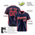 Custom Navy Red Gradient Side Personalized Star Pattern Authentic Baseball Jersey