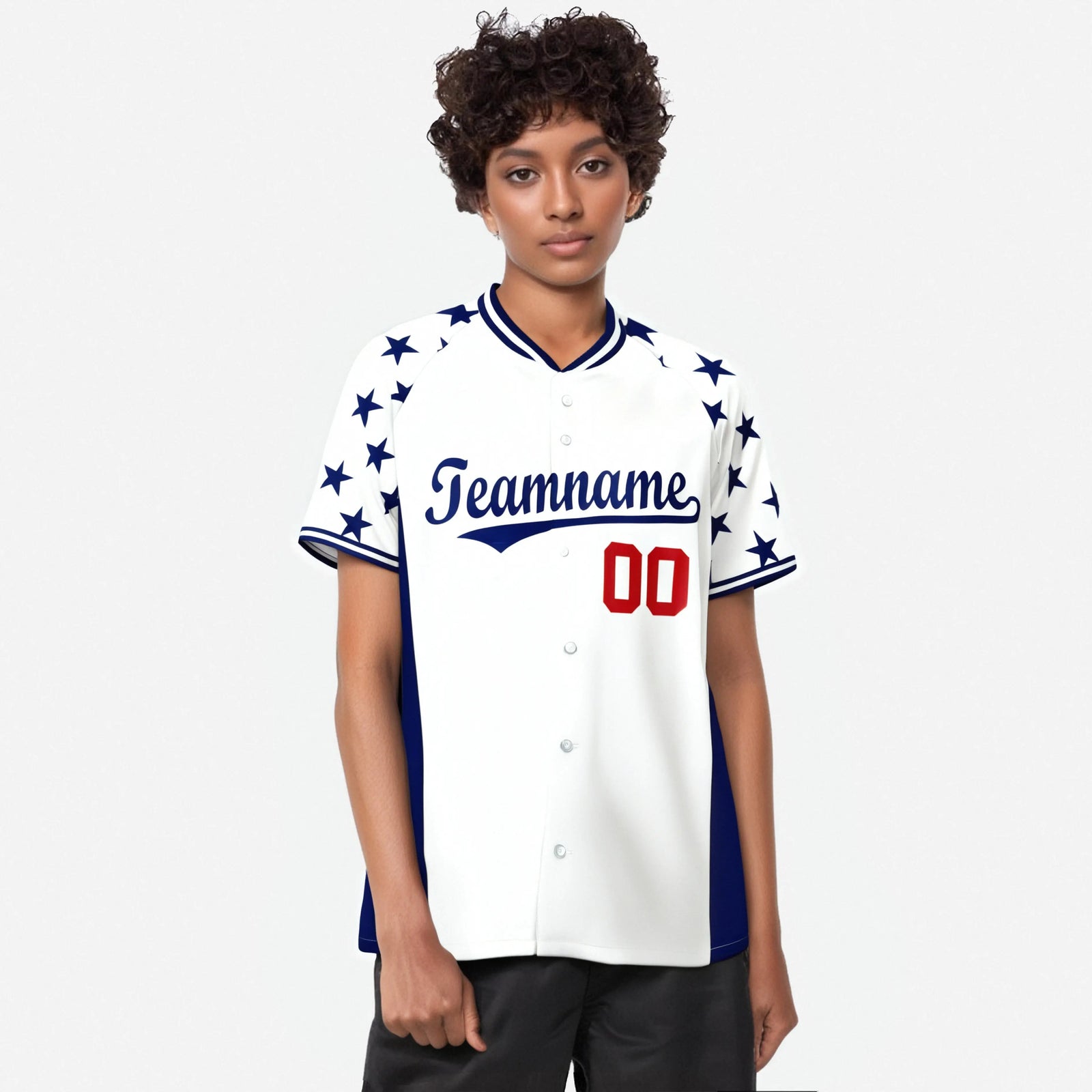 Custom White Royal Blue Gradient Side Personalized Star Pattern Authentic Baseball Jersey