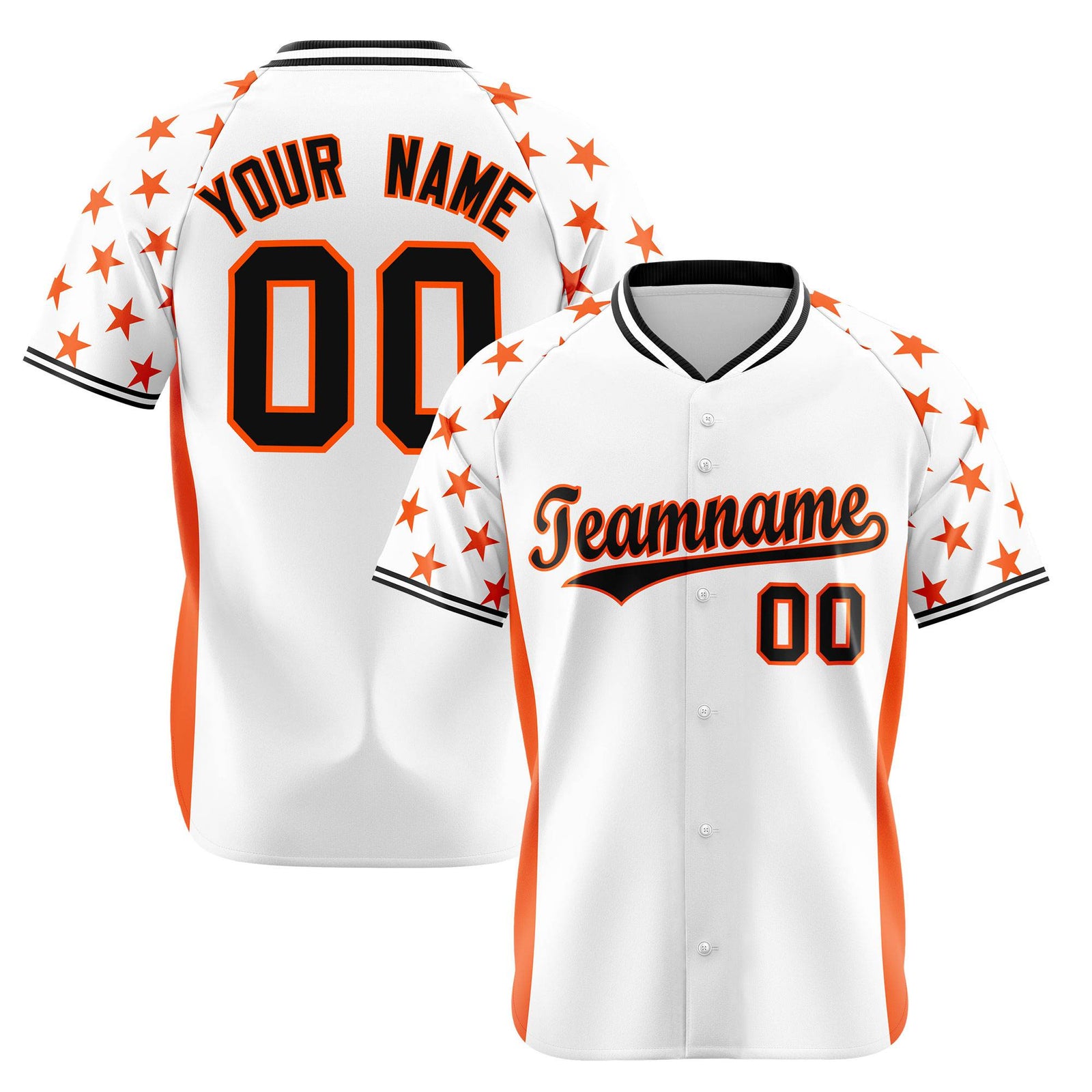 Custom White Orange Gradient Side Personalized Star Pattern Authentic Baseball Jersey