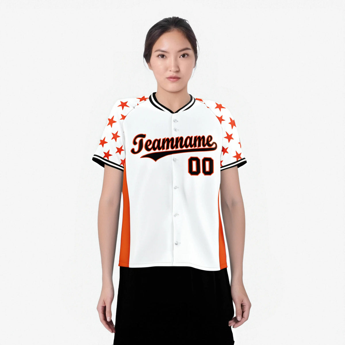 Custom White Orange Gradient Side Personalized Star Pattern Authentic Baseball Jersey