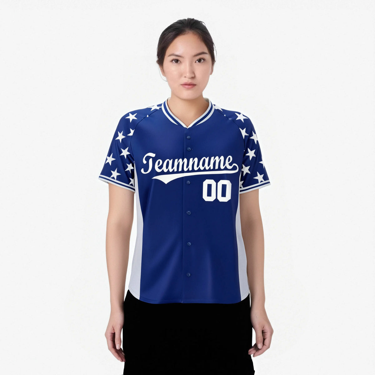 Custom Royal Blue Gray Gradient Side Personalized Star Pattern Authentic Baseball Jersey