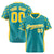 Custom Aqua Gold Gradient Side Personalized Star Pattern Authentic Baseball Jersey