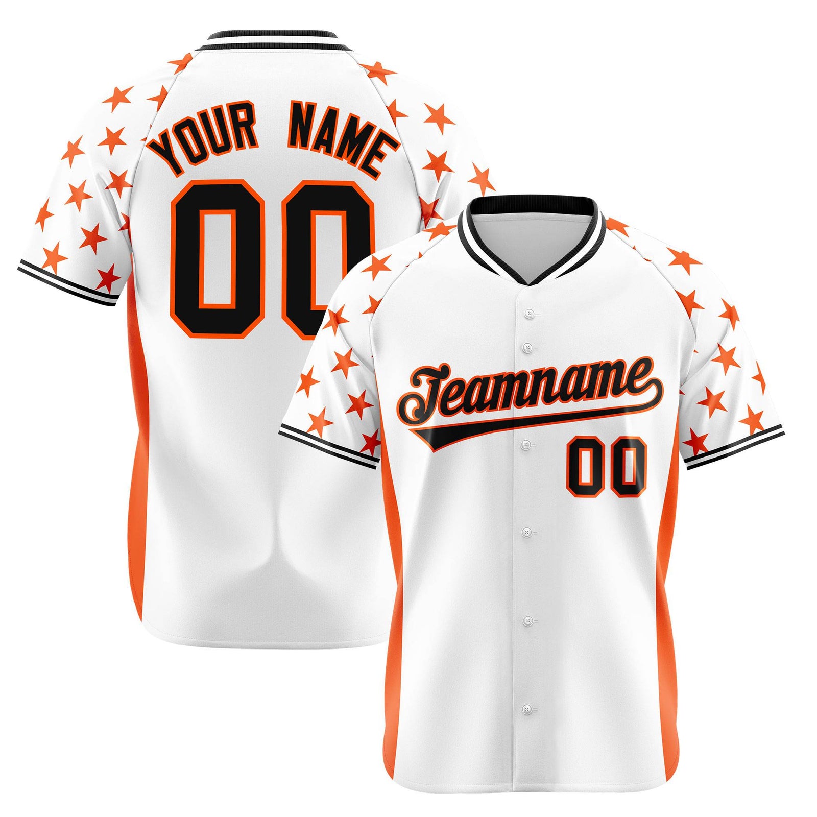 Custom White Orange Gradient Side Personalized Star Pattern Authentic Baseball Jersey