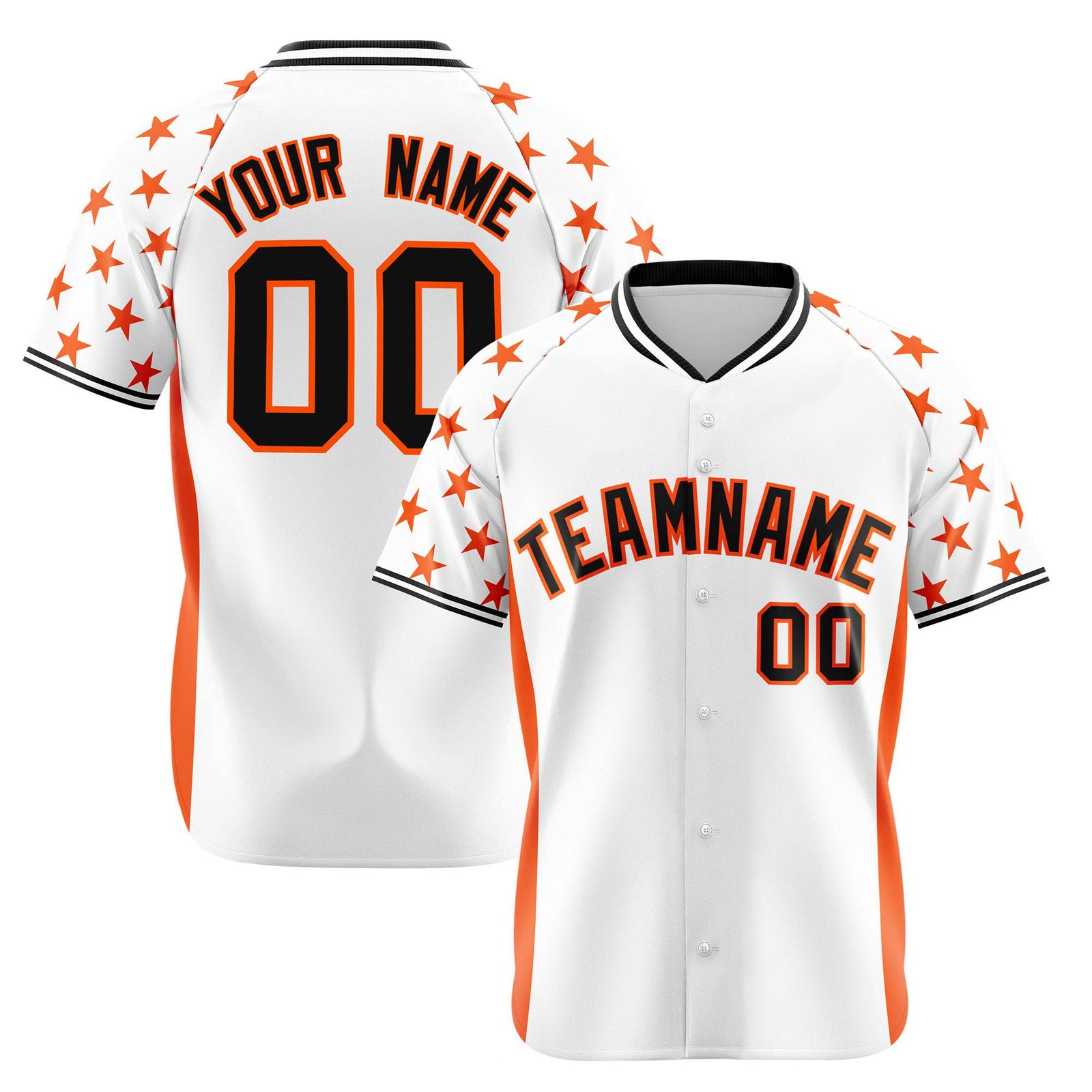 Custom White Orange Gradient Side Personalized Star Pattern Authentic Baseball Jersey