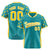 Custom Aqua Gold Gradient Side Personalized Star Pattern Authentic Baseball Jersey