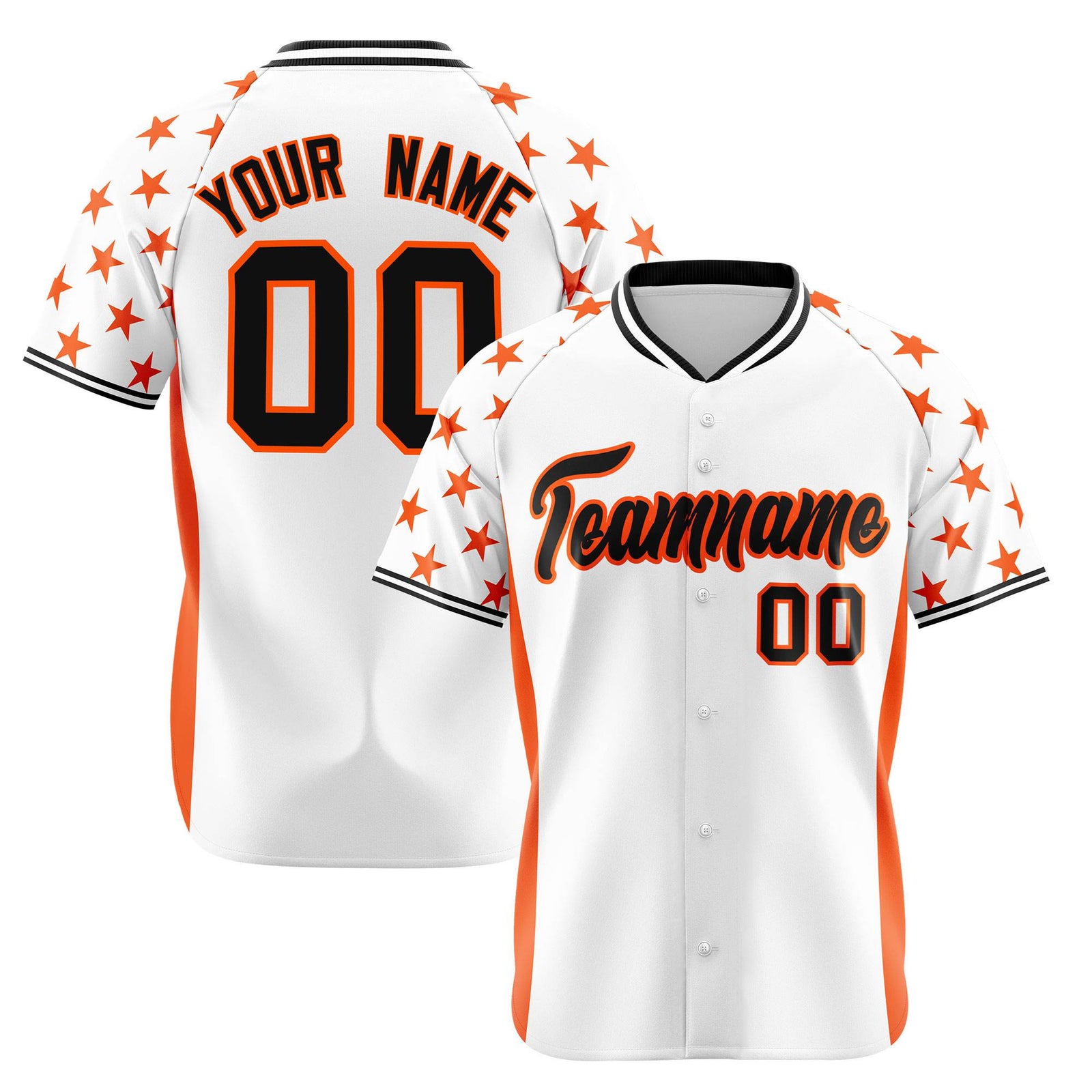 Custom White Orange Gradient Side Personalized Star Pattern Authentic Baseball Jersey