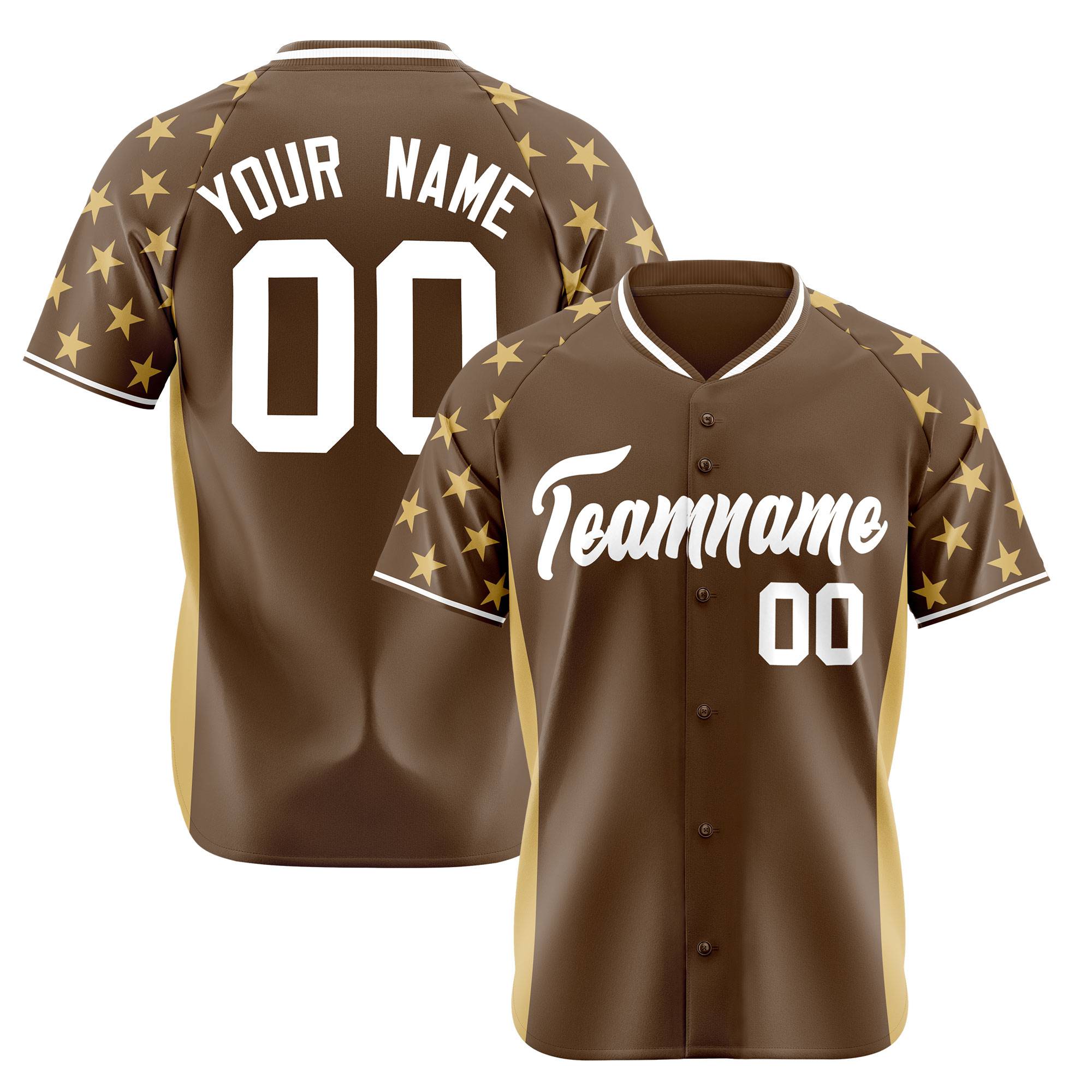 Custom Light Brown Khaki Gradient Side Personalized Star Pattern Authentic Baseball Jersey